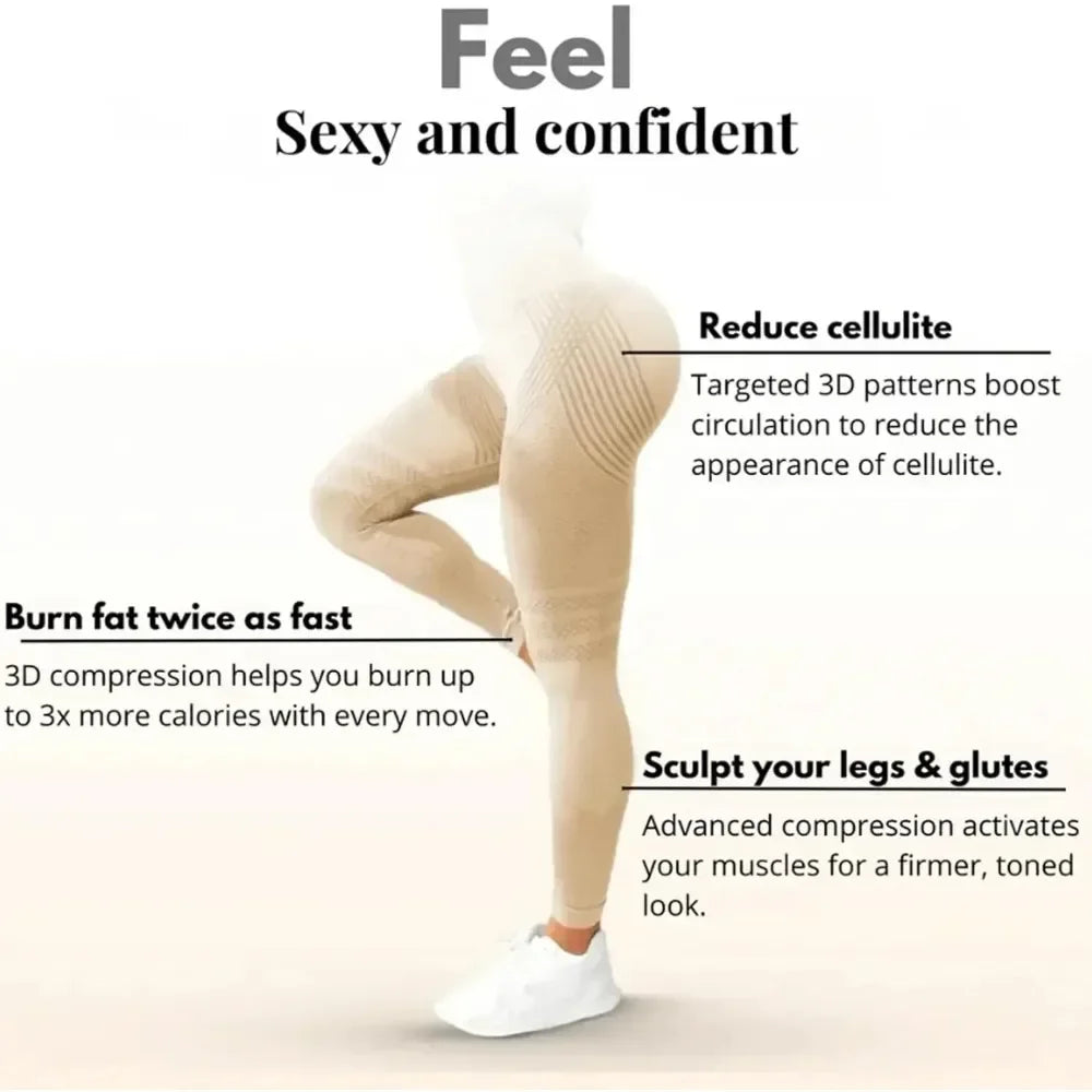 Slimove Cellulite 3D Leggings, High Waisted Butt Lifting Tummy Training Control, Anti Cellulite Legging for Gym Workout